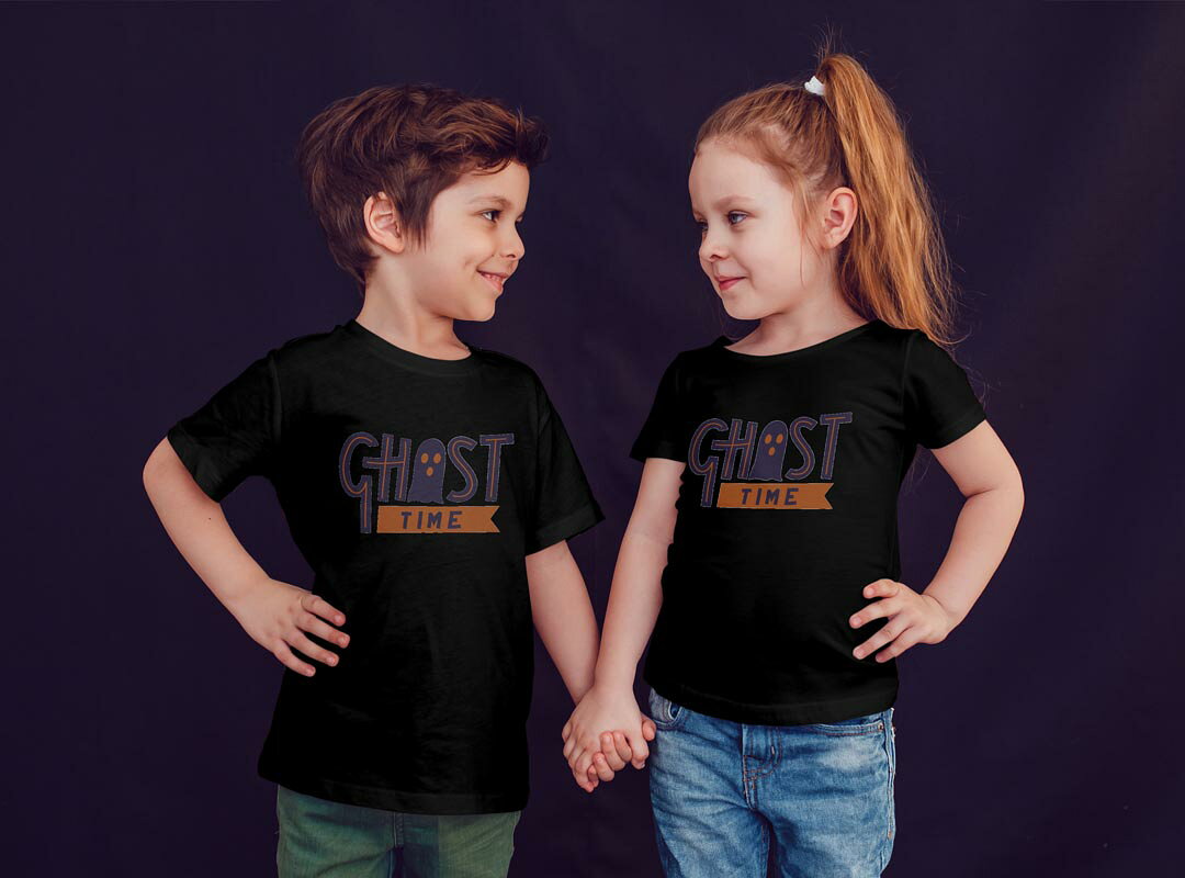 選べる4色★ハロウィンTシャツ オレンジ パープル ブラック ホワイト キッズ 半袖 オレンジ デザイン 90 100 110 120 130 140 150 Tシャツ ティーシャツ T shirt 035577 ハロウィン 文字 おしゃれ 3