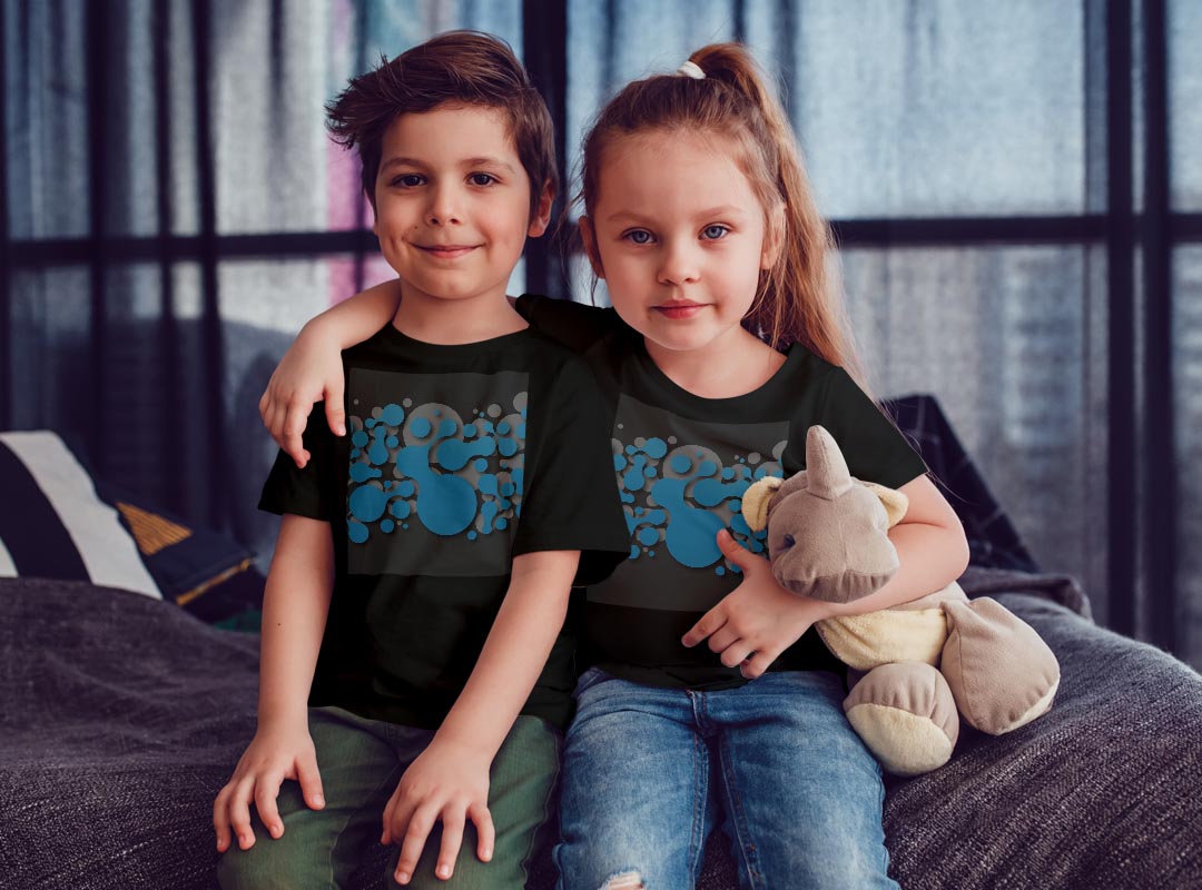 tシャツ キッズ 半袖 黒地 ブラック デザイン 90 100 110 120 130 140 150 160 Tシャツ ティーシャツ T shirt 006839 青　ブルー