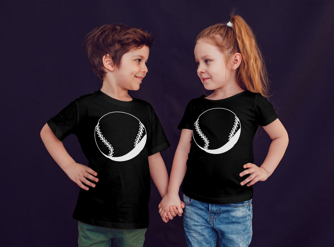 tシャツ キッズ 半袖 黒地 ブラック デザイン 90 100 110 120 130 140 150 160 Tシャツ ティーシャツ T shirt 010183 スポーツ　野球　ボール