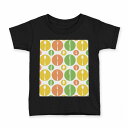 tシャツ キッズ 半袖 黒地 ブラック デザイン 90 100 110 120 130 140 150 160 Tシャツ ティーシャツ T shirt 002370 イラスト オレンジ 緑(4)