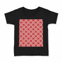 tシャツ キッズ 半袖 黒地 ブラック デザイン 90 100 110 120 130 140 150 160 Tシャツ ティーシャツ T shirt 002430 模様 赤(4)
