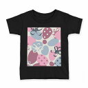 tシャツ キッズ 半袖 黒地 ブラック デザイン 90 100 110 120 130 140 150 160 Tシャツ ティーシャツ T shirt 002435 いちご 花 ピンク(4)