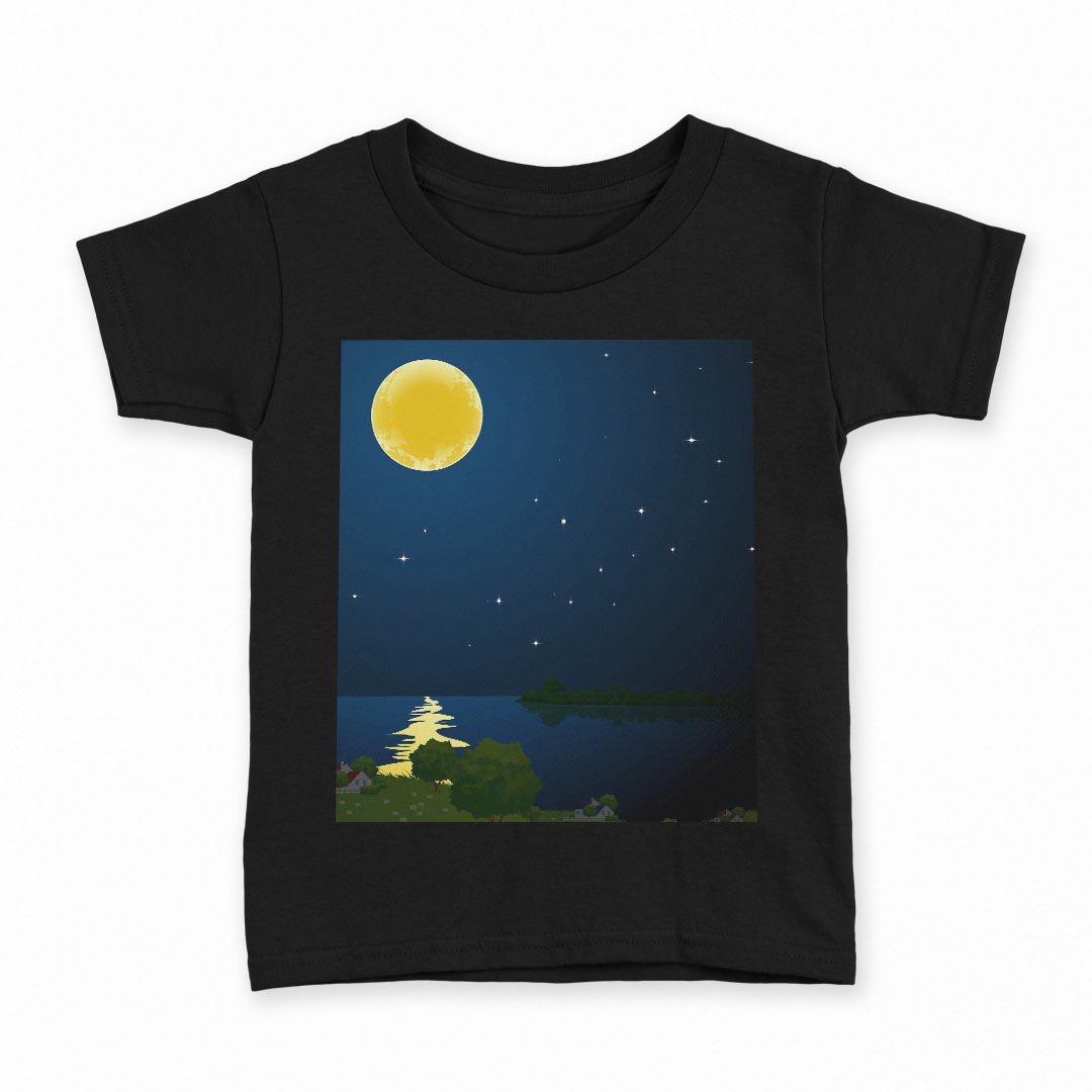 tシャツ キッズ 半袖 黒地 ブラック デザイン 90 100 110 120 130 140 150 160 Tシャツ ティーシャツ T shirt 002454 景色　風景　イラスト