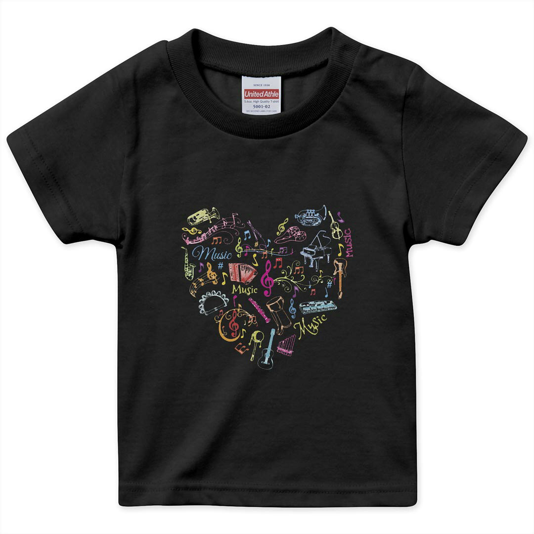 tシャツキッズ半袖黒地ブラックデザ...