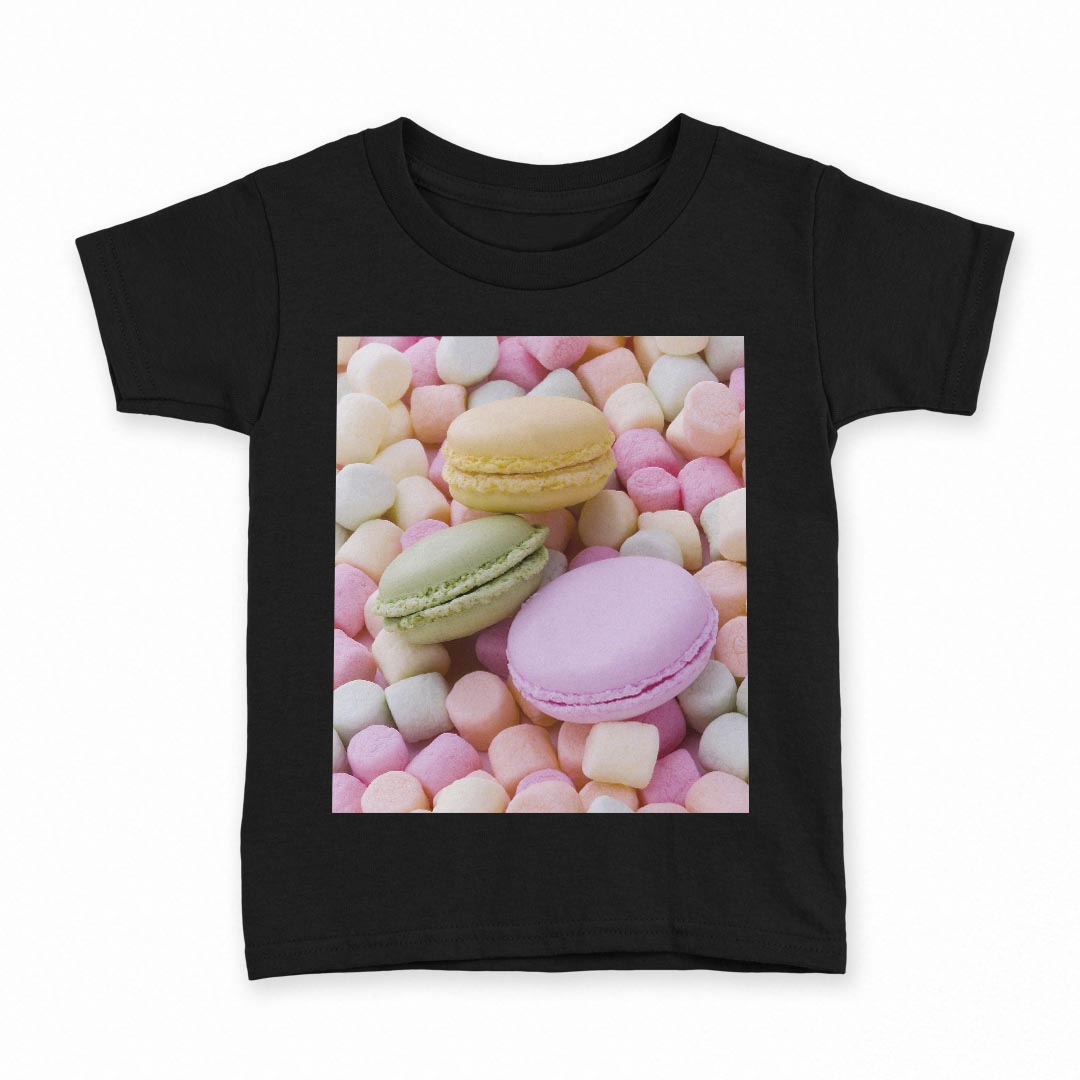 tシャツ キッズ 半袖 黒地 ブラック デザイン 90 100 110 120 130 140 150 160 Tシャツ ティーシャツ T shirt 002600 マカロン カラフル 写真