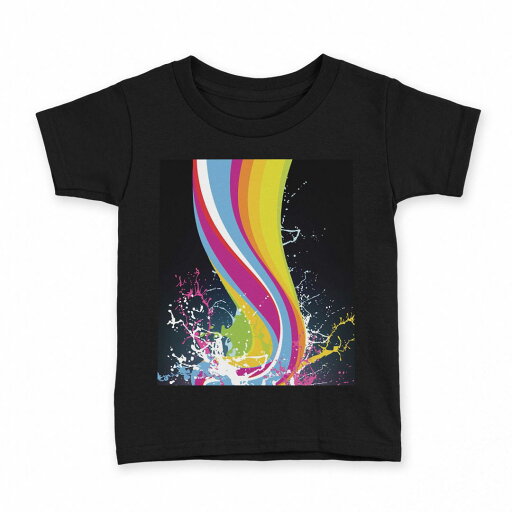 tシャツ キッズ 半袖 黒地 ブラック デザイン 90 100 110 120 130 140 150 160 Tシャツ ティーシャツ T shirt 002748 カラフル ペイント
