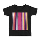 tシャツ キッズ 半袖 黒地 ブラック デザイン 90 100 110 120 130 140 150 160 Tシャツ ティーシャツ T shirt 002936 ボーダー ピンク カラフル