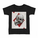 tシャツ キッズ 半袖 黒地 ブラック デザイン 90 100 110 120 130 140 150 160 Tシャツ ティーシャツ T shirt 002964 ドクロ 骸骨 トランプ(4)