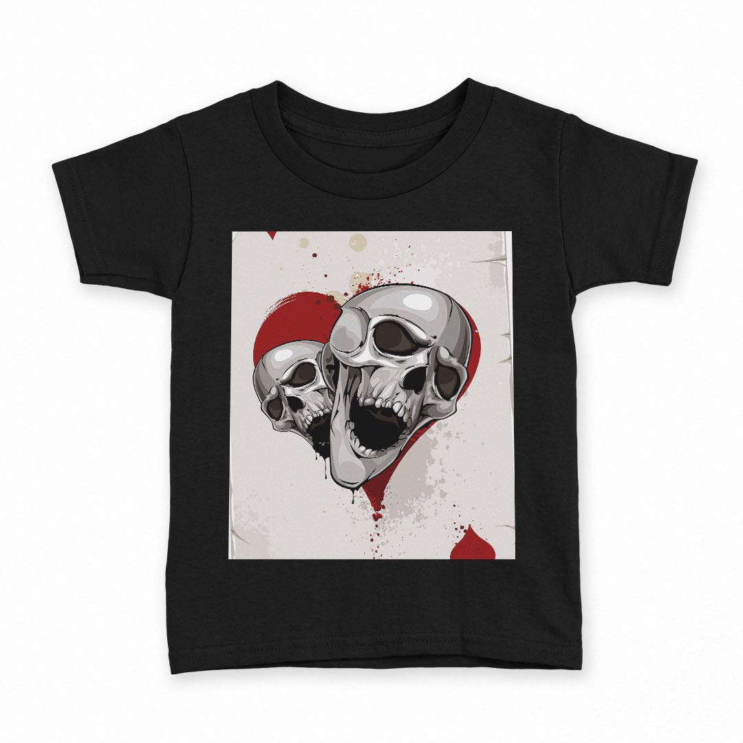 tシャツ キッズ 半袖 黒地 ブラック デザイン 90 100 110 120 130 140 150 160 Tシャツ ティーシャツ T shirt 002967 ドクロ　骸骨　ハート　トランプ