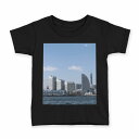 tシャツ キッズ 半袖 黒地 ブラック デザイン 90 100 110 120 130 140 150 Tシャツ ティーシャツ T shirt 003197 写真　景色　風景