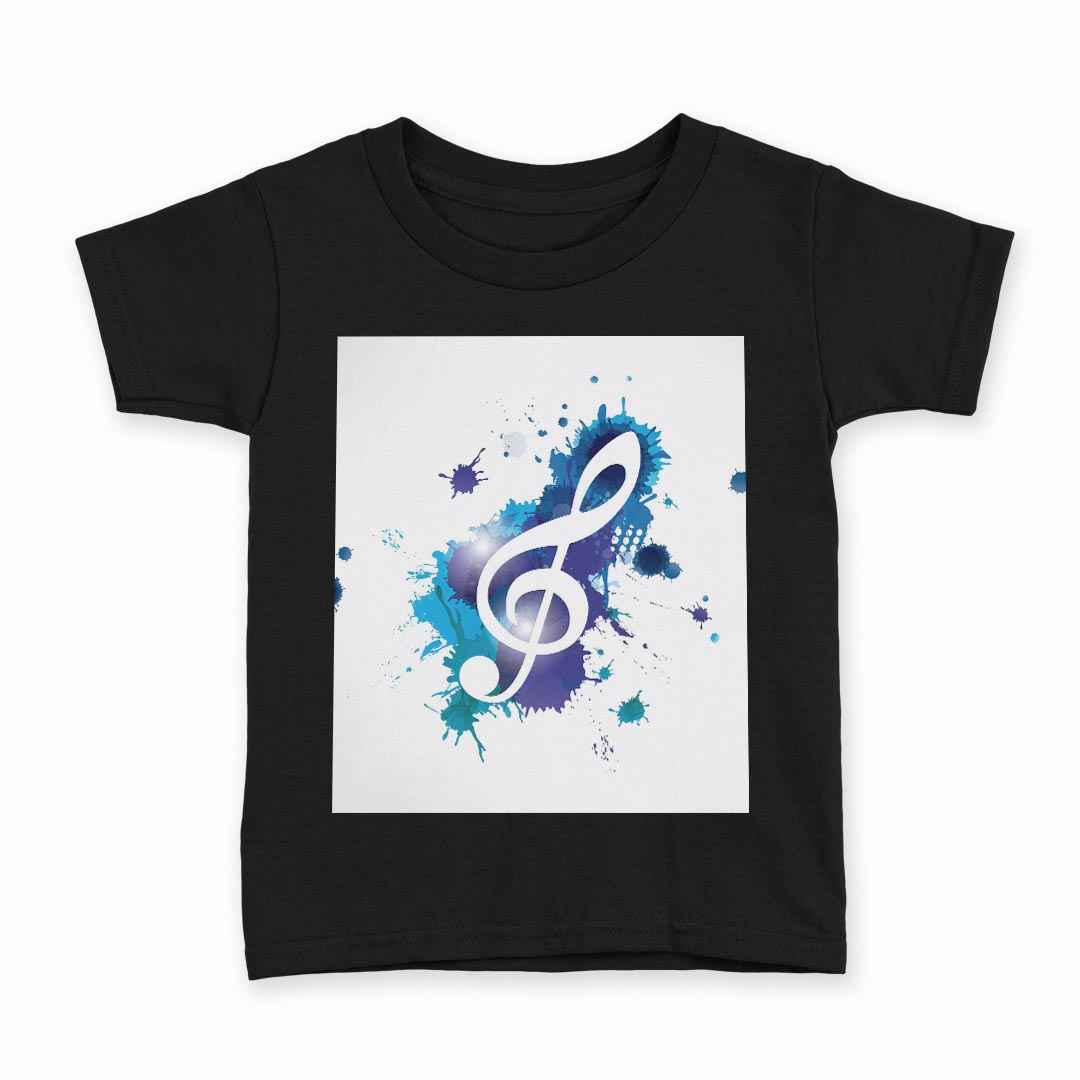 T-Shirts （Short Sleeve） - tシャツ キッズ 半袖 黒地 ブラック デザイン 90 100 110 120 130 140 150 160 Tシャツ ティーシャツ T shirt 003301 音楽　音符　青