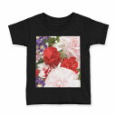 tシャツ キッズ 半袖 黒地 ブラック デザイン 90 100 110 120 130 140 150 160 Tシャツ ティーシャツ T shirt 003429 花 カラフル 写真(4)