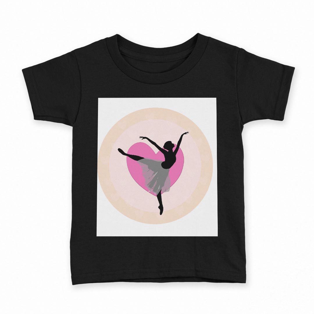 tシャツ キッズ 半袖 黒地 ブラック デザイン 90 100 110 120 130 140 150 160 Tシャツ ティーシャツ T shirt 003640 人物　バレエ　シンプル