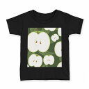 tシャツ キッズ 半袖 黒地 ブラック デザイン 90 100 110 120 130 140 150 160 Tシャツ ティーシャツ T shirt 003847 果物 イラスト りんご(4)