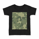 tシャツ キッズ 半袖 黒地 ブラック デザイン 90 100 110 120 130 140 150 Tシャツ ティーシャツ T shirt 003859 迷彩　カモフラ　模様