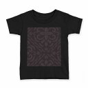 tシャツ キッズ 半袖 黒地 ブラック デザイン 90 100 110 120 130 140 150 Tシャツ ティーシャツ T shirt 003981 模様　エレガント　黒