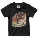 tシャツ キッズ 半袖 黒地 ブラック デザイン 90 100 110 120 130 140 150 160 Tシャツ ティーシャツ T shirt 026106 鹿 バンビ(4)
