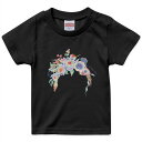 tシャツ キッズ 半袖 黒地 ブラック デザイン 90 100 110 120 130 140 150 160 Tシャツ ティーシャツ T shirt 031709 花 カラフル アーチ(4)