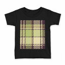 tシャツ キッズ 半袖 黒地 ブラック デザイン 90 100 110 120 130 140 150 Tシャツ ティーシャツ T shirt 004039 チェック　ブラウン　緑