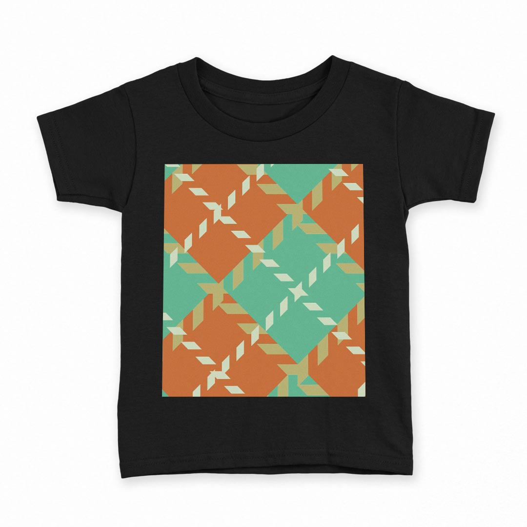 tシャツ キッズ 半袖 黒地 ブラック デザイン 90 100 110 120 130 140 150 Tシャツ ティーシャツ T shirt 004226 チェック　緑　オレンジ
