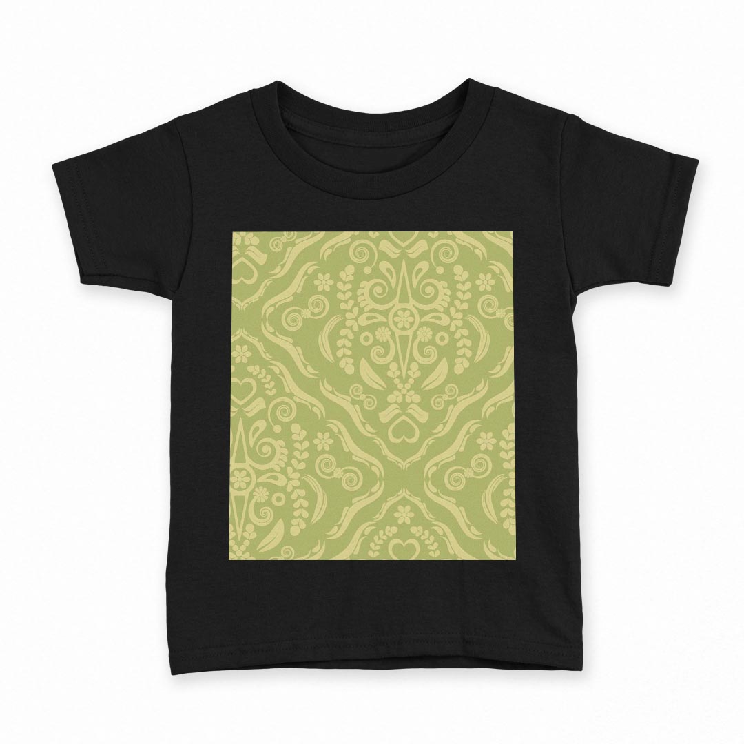 tシャツ キッズ 半袖 黒地 ブラック デザイン 90 100 110 120 130 140 150 160 Tシャツ ティーシャツ T shirt 004396 模様　緑