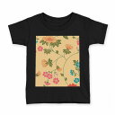 tシャツ キッズ 半袖 黒地 ブラック デザイン 90 100 110 120 130 140 150 160 Tシャツ ティーシャツ T shirt 004401 花 イラスト カラフル