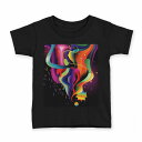 tシャツ キッズ 半袖 黒地 ブラック デザイン 90 100 110 120 130 140 150 160 Tシャツ ティーシャツ T shirt 004491 シンプル カラフル レインボー