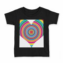 tシャツ キッズ 半袖 黒地 ブラック デザイン 90 100 110 120 130 140 150 160 Tシャツ ティーシャツ T shirt 004494 ハート カラフル レインボー