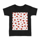 tシャツ キッズ 半袖 黒地 ブラック デザイン 90 100 110 120 130 140 150 160 Tシャツ ティーシャツ T shirt 004550 ハート 赤 白 模様(4)