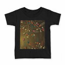tシャツ キッズ 半袖 黒地 ブラック デザイン 90 100 110 120 130 140 150 160 Tシャツ ティーシャツ T shirt 004555 花 ブラウン モダン(4)