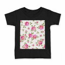 tシャツ キッズ 半袖 黒地 ブラック デザイン 90 100 110 120 130 140 150 160 Tシャツ ティーシャツ T shirt 004758 花 水玉 ドット ピンク(4)