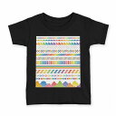 tシャツ キッズ 半袖 黒地 ブラック デザイン 90 100 110 120 130 140 150 160 Tシャツ ティーシャツ T shirt 004850 レインボー 模様