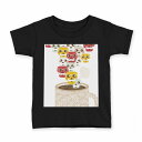 tシャツ キッズ 半袖 黒地 ブラック デザイン 90 100 110 120 130 140 150 Tシャツ ティーシャツ T shirt 004901 キャラクター　イラスト