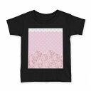 tシャツ キッズ 半袖 黒地 ブラック デザイン 90 100 110 120 130 140 150 160 Tシャツ ティーシャツ T shirt 004930 薔薇 ピンク ガーリー(4)