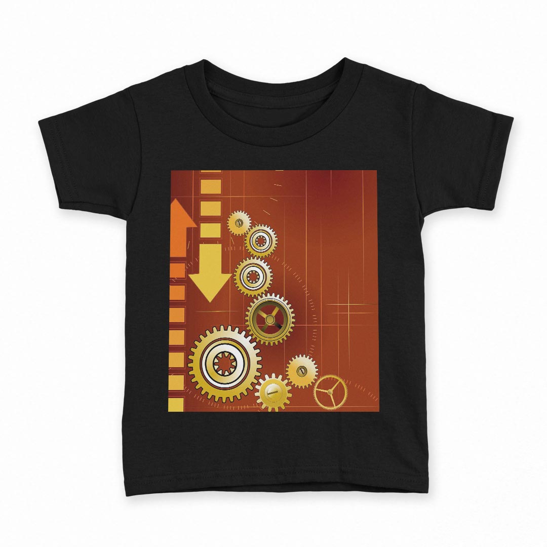 tシャツ キッズ 半袖 黒地 ブラック デザイン 90 100 110 120 130 140 150 160 Tシャツ ティーシャツ T shirt 004956 イラスト　ネジ　オレンジ kabekore-10596727 kabeコレ パッケージ画像