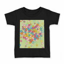 tシャツ キッズ 半袖 黒地 ブラック デザイン 90 100 110 120 130 140 150 160 Tシャツ ティーシャツ T shirt 004957 花 ハート カラフル(4)