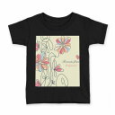 tシャツ キッズ 半袖 黒地 ブラック デザイン 90 100 110 120 130 140 150 Tシャツ ティーシャツ T shirt 005017 花　フラワー　カラフル