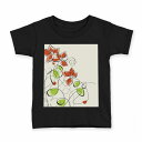 tシャツ キッズ 半袖 黒地 ブラック デザイン 90 100 110 120 130 140 150 160 Tシャツ ティーシャツ T shirt 005023 花 フラワー 赤(4)