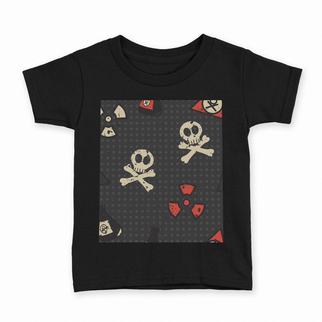 tシャツ キッズ 半袖 黒地 ブラック デザイン 90 100 110 120 130 140 150 160 Tシャツ ティーシャツ T shirt 005202 ドクロ　骸骨　黒