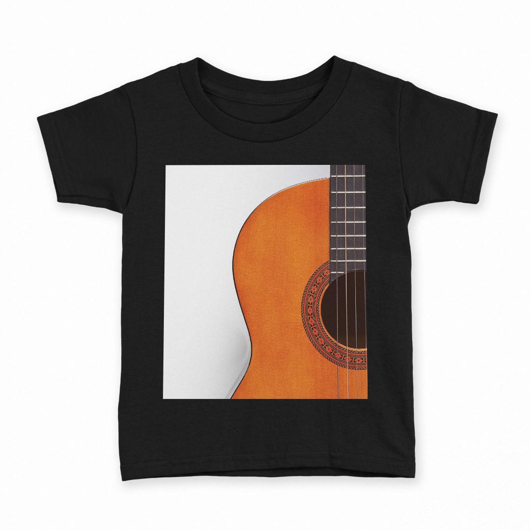 tシャツ キッズ 半袖 黒地 ブラック デザイン 90 100 110 120 130 140 150 Tシャツ ティーシャツ T shirt 005263 ギター　楽器　シンプル
