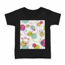 tシャツ キッズ 半袖 黒地 ブラック デザイン 90 100 110 120 130 140 150 160 Tシャツ ティーシャツ T shirt 005396 水玉 模様 カラフル(4)