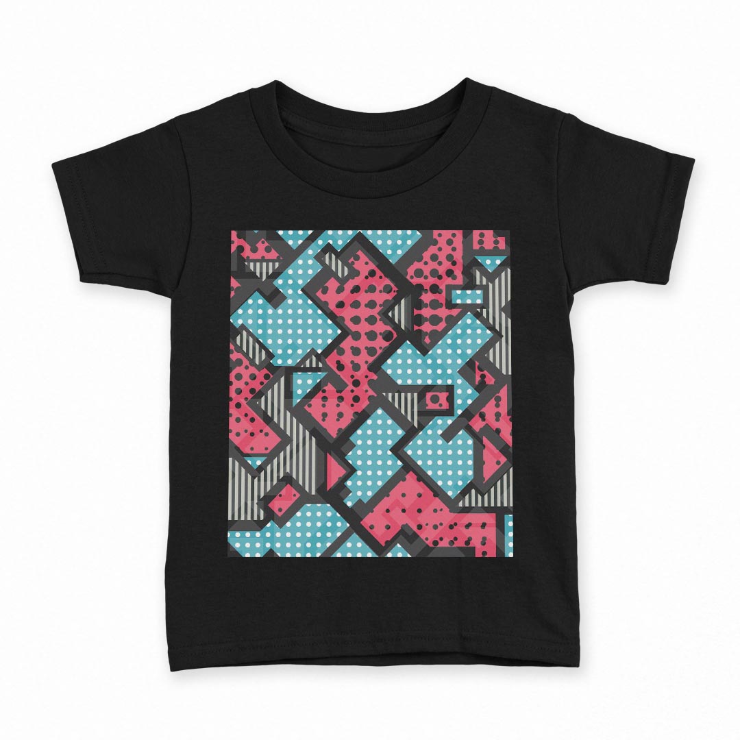 tシャツ キッズ 半袖 黒地 ブラック デザイン 90 100 110 120 130 140 150 160 Tシャツ ティーシャツ T shirt 005443 水玉　青　赤