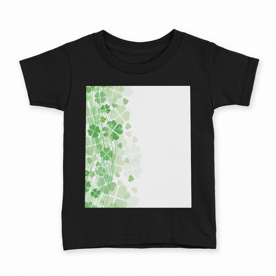 tシャツ キッズ 半袖 黒地 ブラック デザイン 90 100 110 120 130 140 150 160 Tシャツ ティーシャツ T shirt 005490 四つ葉 クローバー