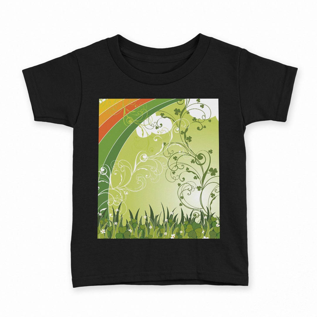 tシャツ キッズ 半袖 黒地 ブラック デザイン 90 100 110 120 130 140 150 160 Tシャツ ティーシャツ T shirt 005563 クローバー 緑 グリーン