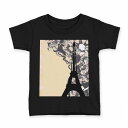 tシャツ キッズ 半袖 黒地 ブラック デザイン 90 100 110 120 130 140 150 160 Tシャツ ティーシャツ T shirt 005675 花 フラワー 建物(4)