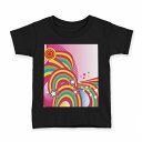 tシャツ キッズ 半袖 黒地 ブラック デザイン 90 100 110 120 130 140 150 160 Tシャツ ティーシャツ T shirt 005823 カラフル レインボー 星