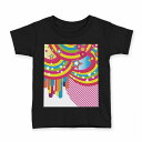 tシャツ キッズ 半袖 黒地 ブラック デザイン 90 100 110 120 130 140 150 160 Tシャツ ティーシャツ T shirt 005824 カラフル レインボー 星