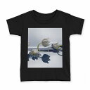 tシャツ キッズ 半袖 黒地 ブラック デザイン 90 100 110 120 130 140 150 160 Tシャツ ティーシャツ T shirt 005826 花 フラワー 写真(4)