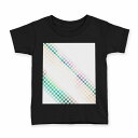tシャツ キッズ 半袖 黒地 ブラック デザイン 90 100 110 120 130 140 150 160 Tシャツ ティーシャツ T shirt 005901 レインボー 模様 チェック