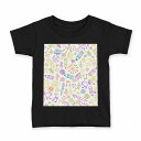 tシャツ キッズ 半袖 黒地 ブラック デザイン 90 100 110 120 130 140 150 160 Tシャツ ティーシャツ T shirt 005943 鉛筆 鳥 模様 イラスト(4)